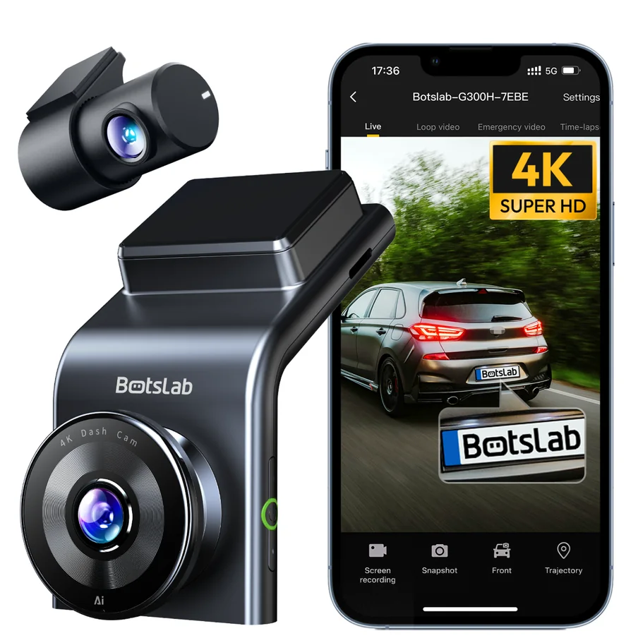 Predná a zadná kamera do auta Botslab G300H Plus, 4K, Wi-Fi, GPS, displej 2,4 palca
