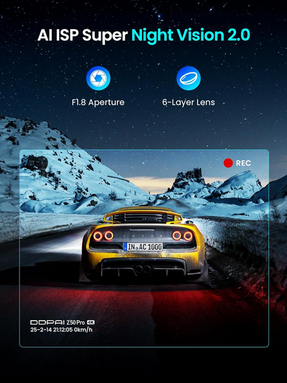 Auto kamera predná zadná DDPAI Z50 Pro Dual, 4K, Wi-Fi, GPS, Displej 3 palce