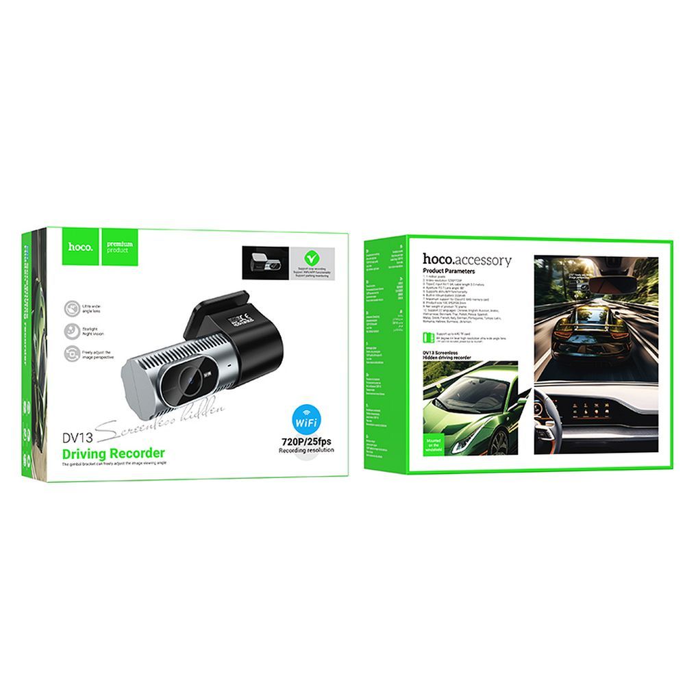 Auto kamera HOCO DV13, 720P, Wi-Fi