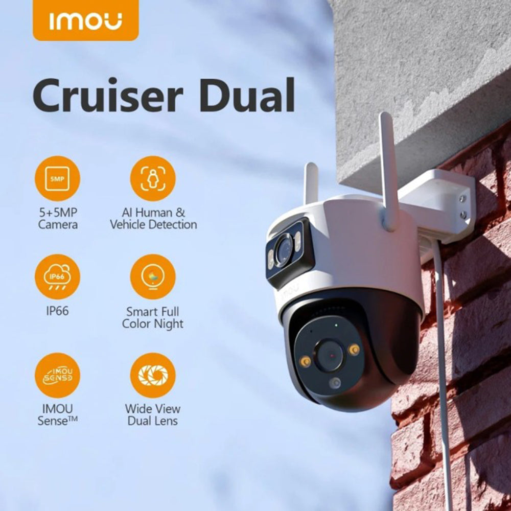 Imou Cruiser Dual Surveillance Camera, Wi-Fi, 2.8K + 2K, IP66, Outdoor, White IPC-S7XP-8M0WED-0360B