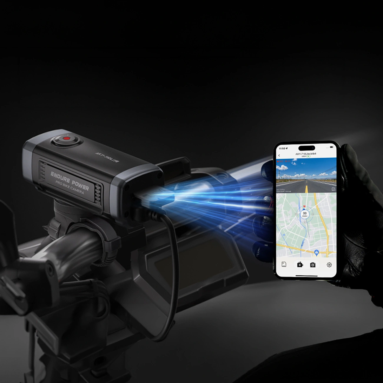 Športová kamera Akeeyo 710 Lite pre bicykel / motorku, 2K, Wi-Fi, čierna