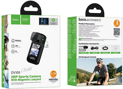 HOCO DV105 Sports Camera, 2.7K, 1.47inch Display, Black