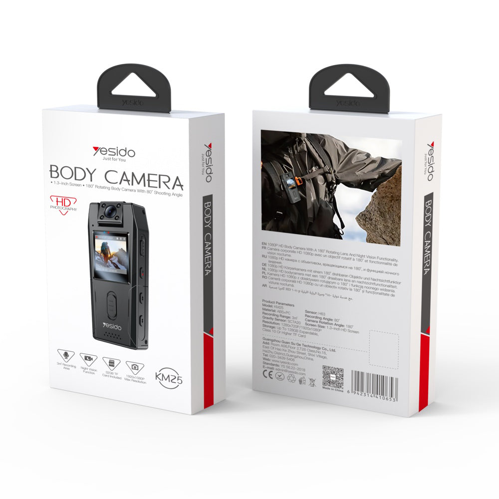 Športová kamera Yesido KM25, 1080P, Displej 1.3 palca, Čierna