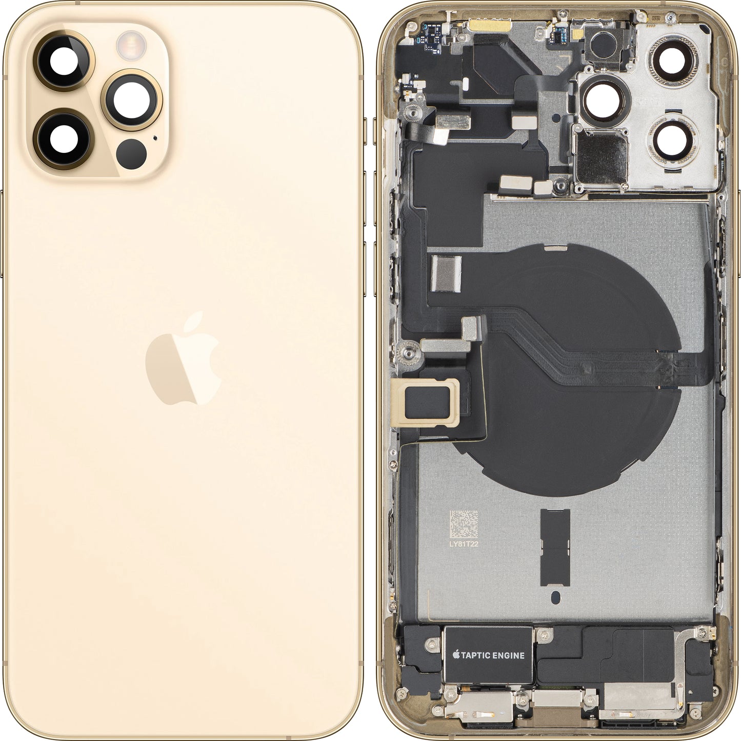 Apple iPhone 12 Pro Max Battery Cover, With Middle Frame, Full Parts, Gold, Swap