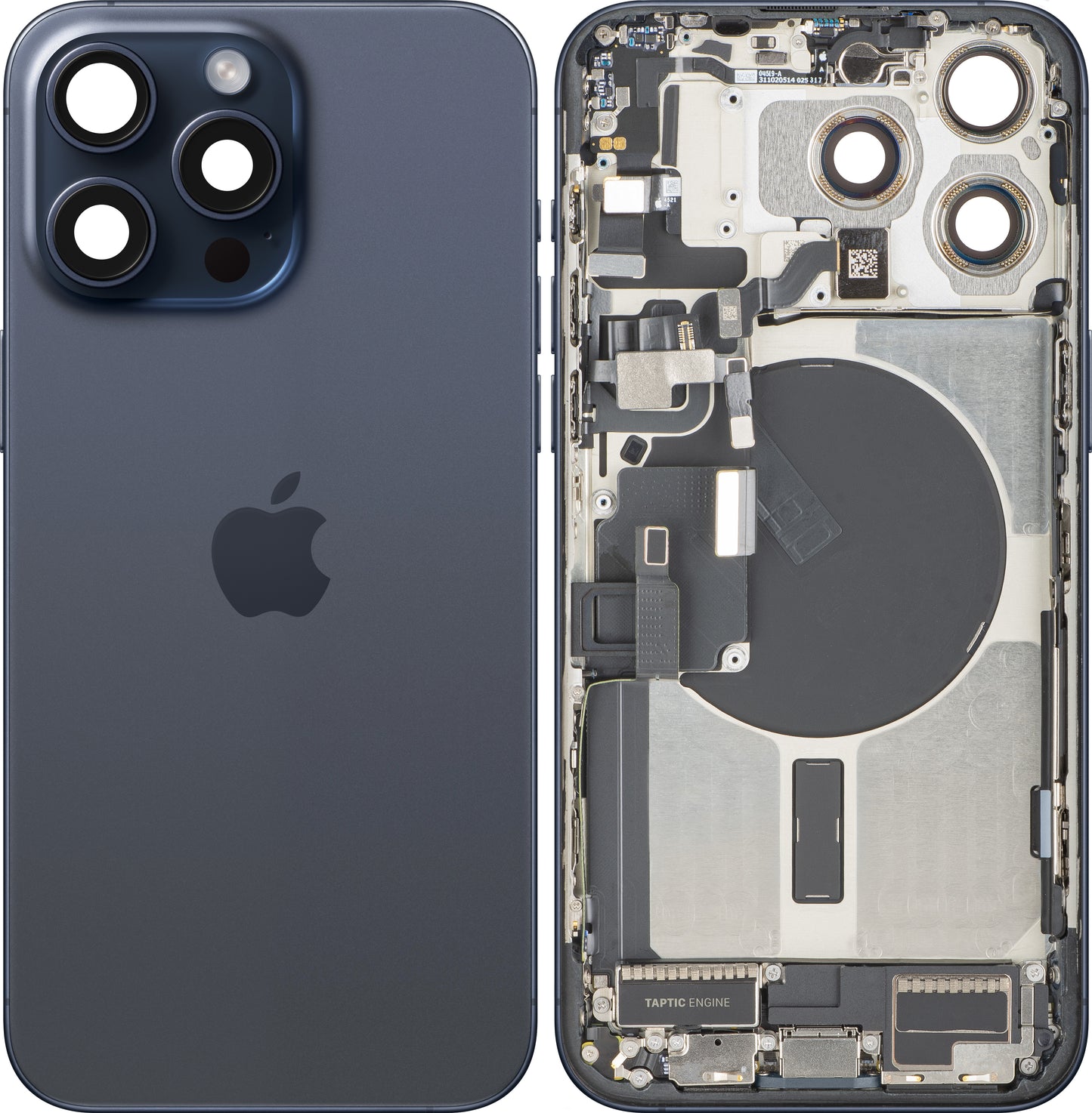 Kryt batérie Apple iPhone 15 Pro Max, S Stredným Krytom, Kompletné Diely, Modrý (Blue Titanium), Swap