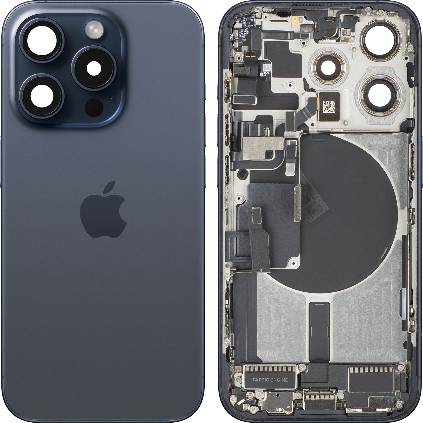 Kryt batérie Apple iPhone 15 Pro, S Stredným Krytom, Kompletné Diely, Modrý (Blue Titanium), Swap