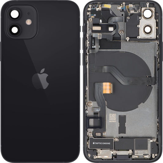 Kryt batérie Apple iPhone 12, S prostredným krytom, Kompletné diely, Čierny, Swap