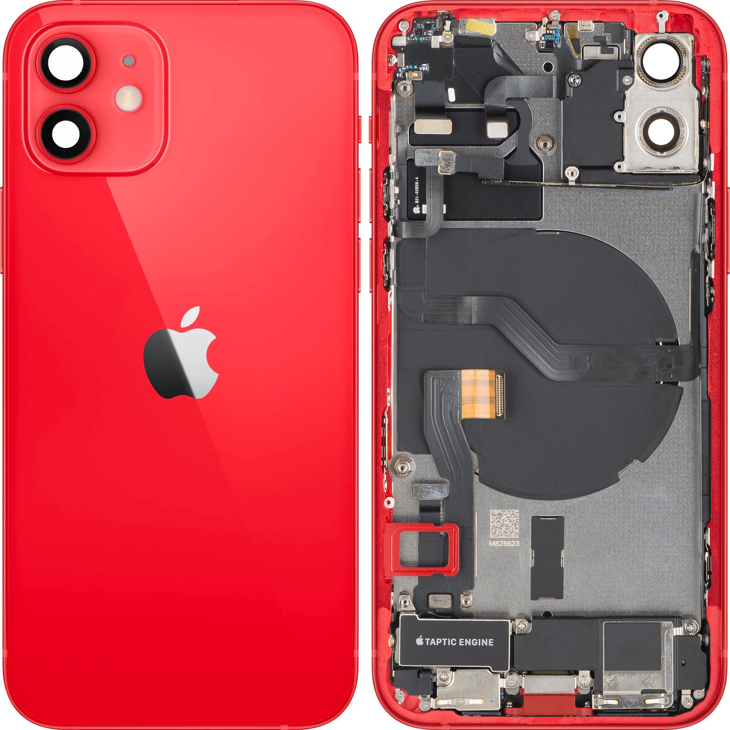 Kryt batérie Apple iPhone 12, S prostredným krytom, Kompletné diely, Červený, Swap