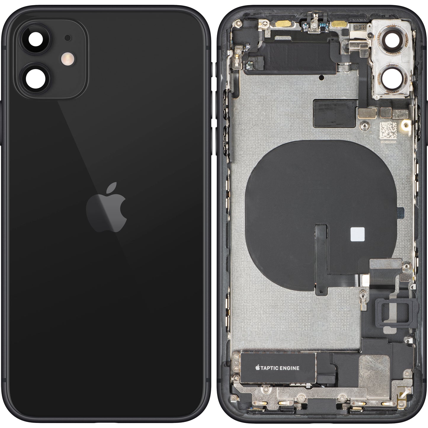 Kryt batérie Apple iPhone 11, S prostredným krytom, Kompletné diely, Čierny, Swap