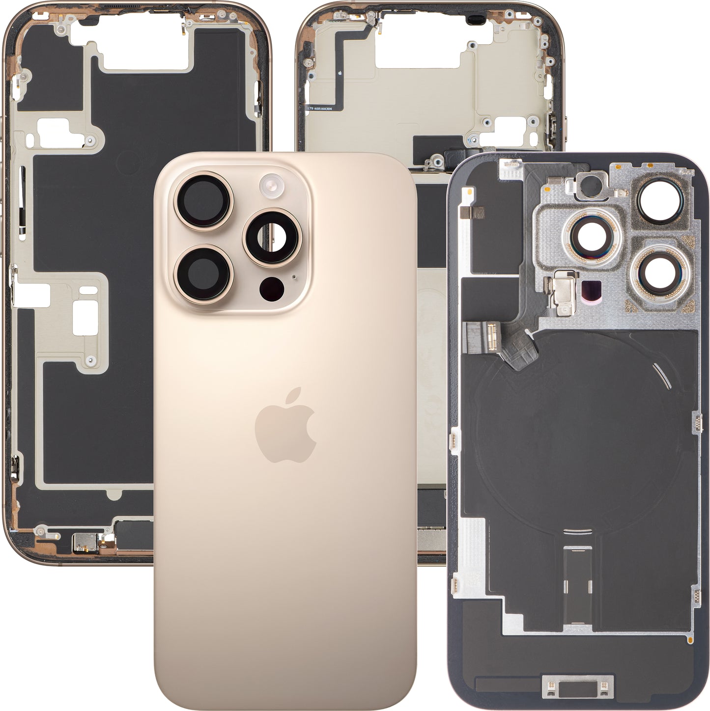Kryt batérie Apple iPhone 16 Pro, S Stredným Krytom, Kompletné Diely, Zlatý (Desert Titanium), Swap