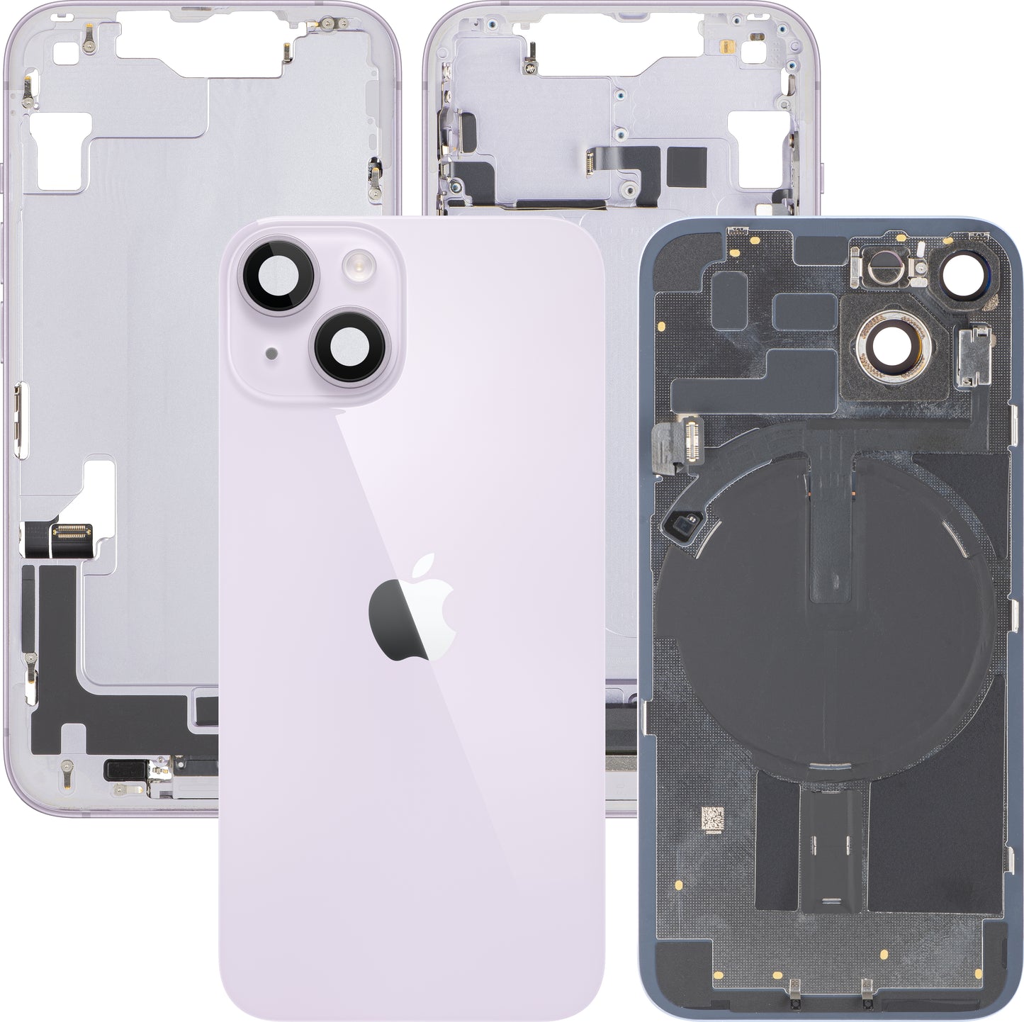 Kryt batérie Apple iPhone 14, S prostredným krytom, Kompletné diely, Fialový, Swap