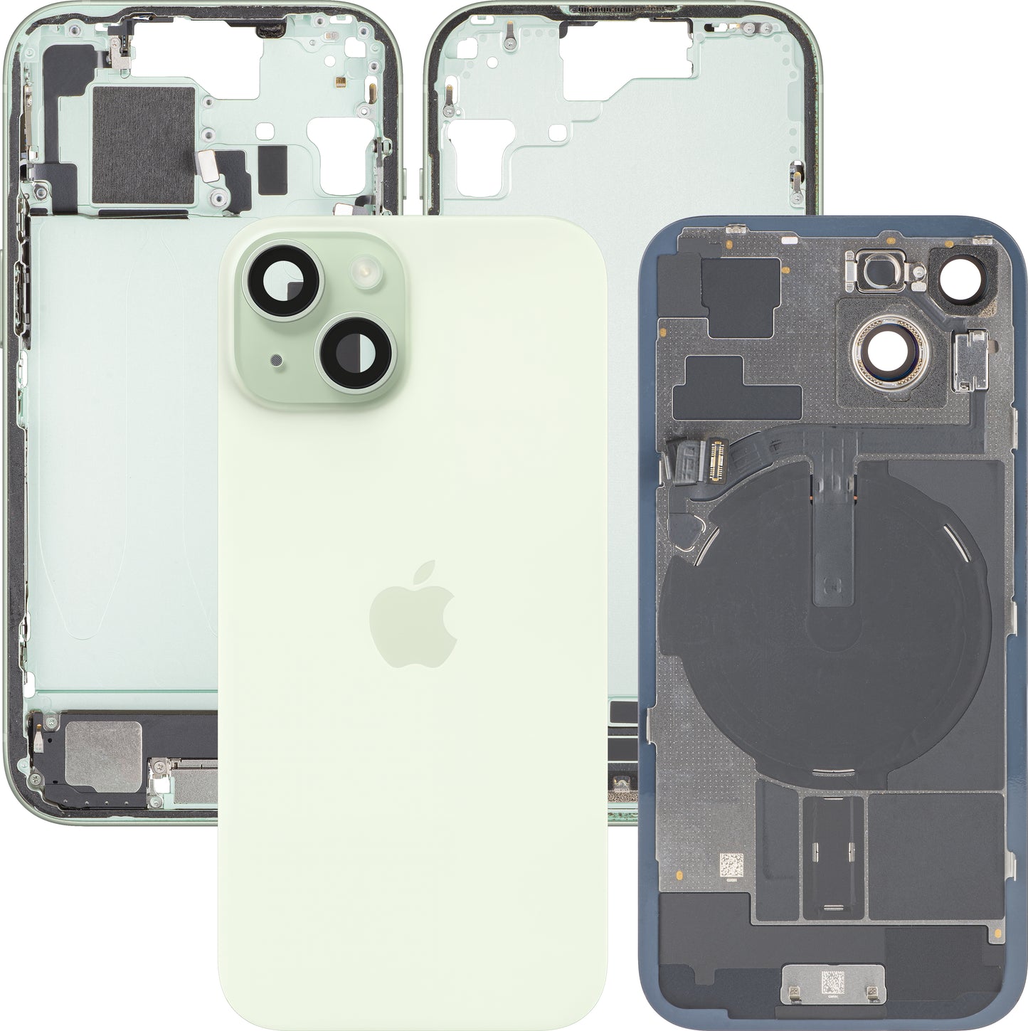 Kryt batérie Apple iPhone 15, S prostredným krytom, Kompletné diely, Zelený, Swap