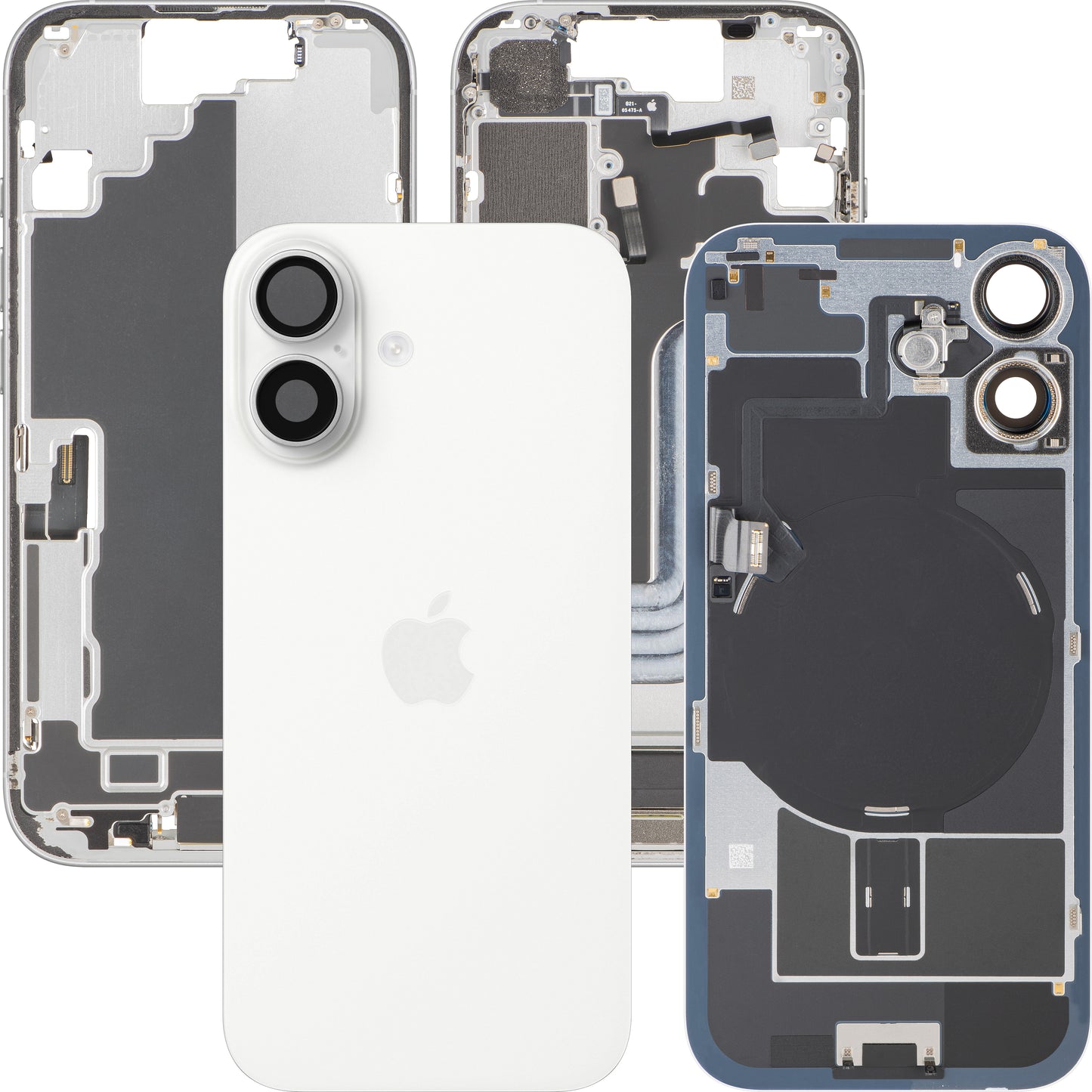 Kryt batérie Apple iPhone 17, S stredným krytom, Kompletné diely, Biely, Swap