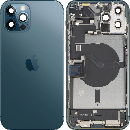 Apple iPhone 12 Pro Battery Cover, With Middle Frame, Full Parts, Blue (Pacific Blue), Swap