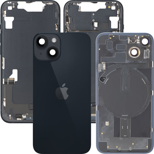 Kryt batérie Apple iPhone 14, so stredným krytom, kompletné diely, čierny (Midnight), výmena