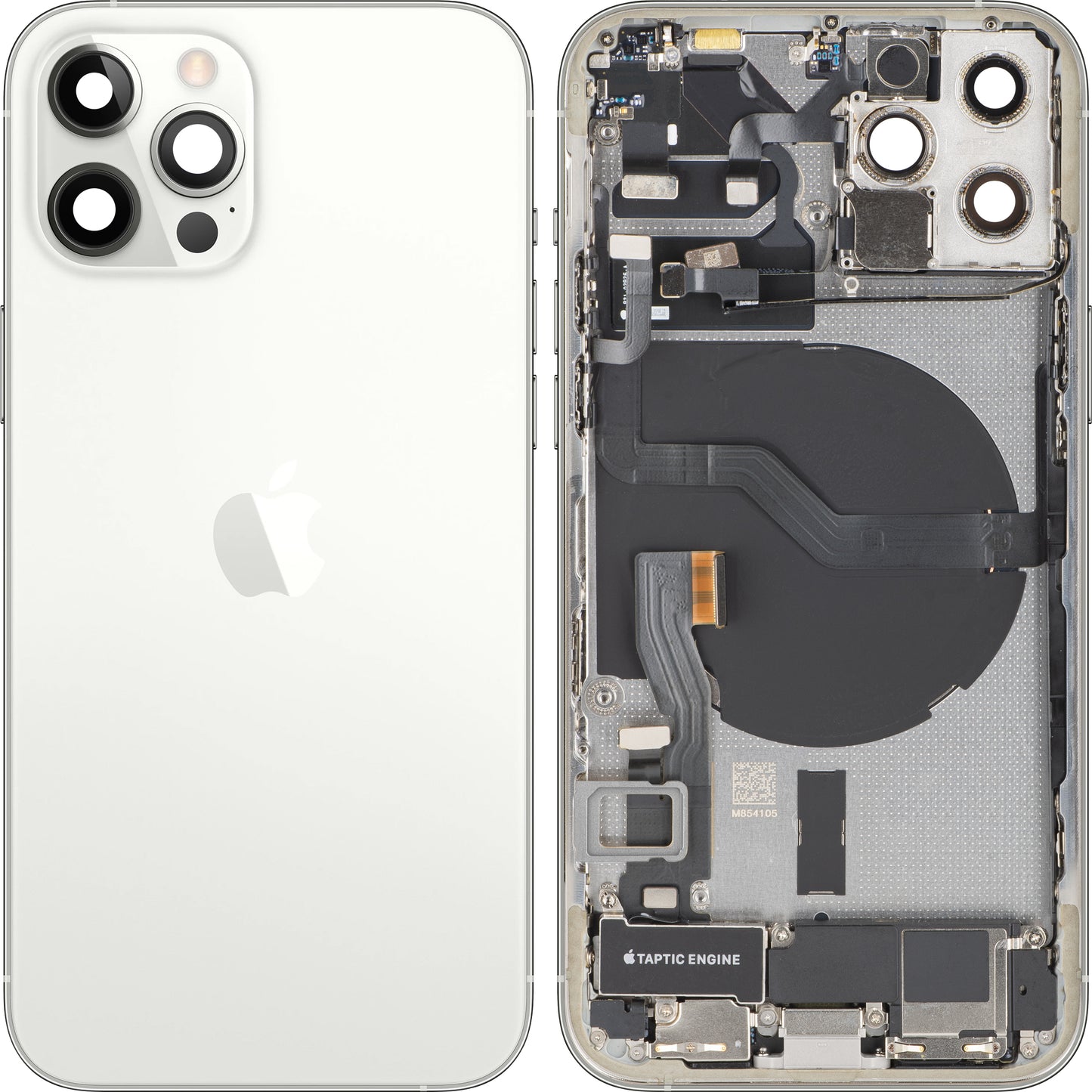 Kryt batérie Apple iPhone 12 Pro, so stredným krytom, kompletné diely, strieborný, výmena
