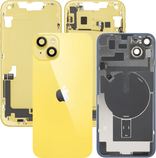 Kryt batérie Apple iPhone 14 Plus, so stredným rámom, kompletné diely, žltý, prémiová výmena