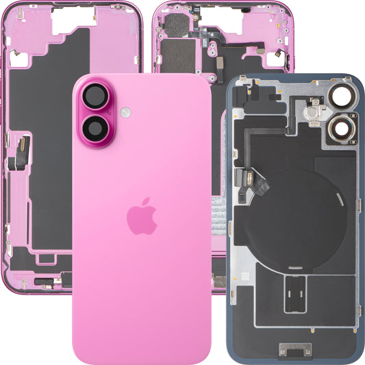 Kryt batérie Apple iPhone 16 Plus, so stredným krytom, kompletné diely, ružový, prémiová výmena