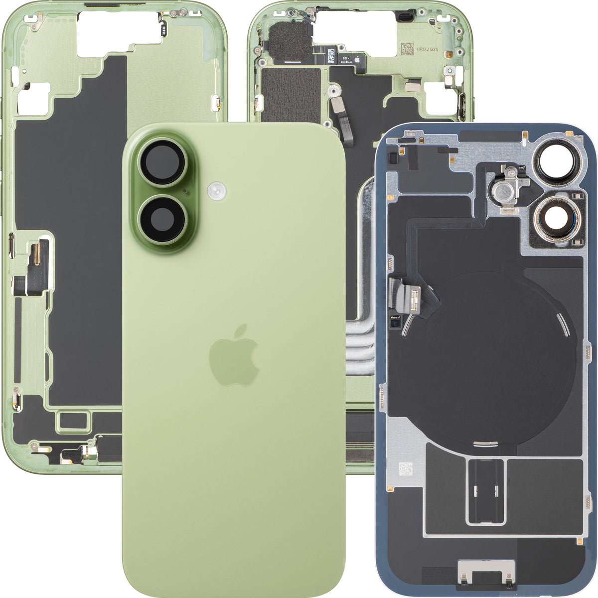 Kryt batérie Apple iPhone 17, so stredným rámom, kompletné diely, zelený (šalvia), prémiová výmena
