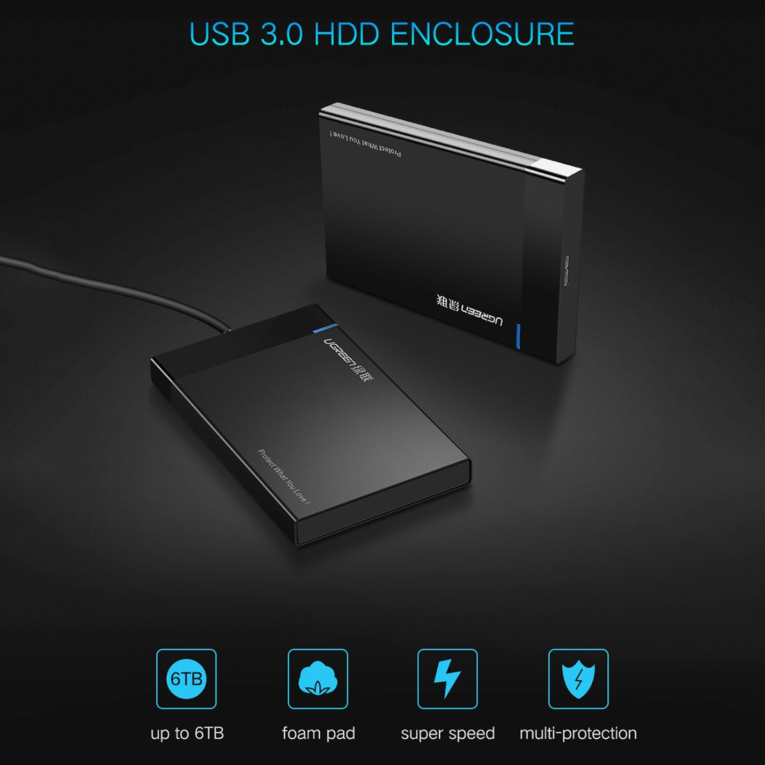 Rack UGREEN US221 pre HDD / SSD SATA 2.5inch, USB 3.0, Čierny