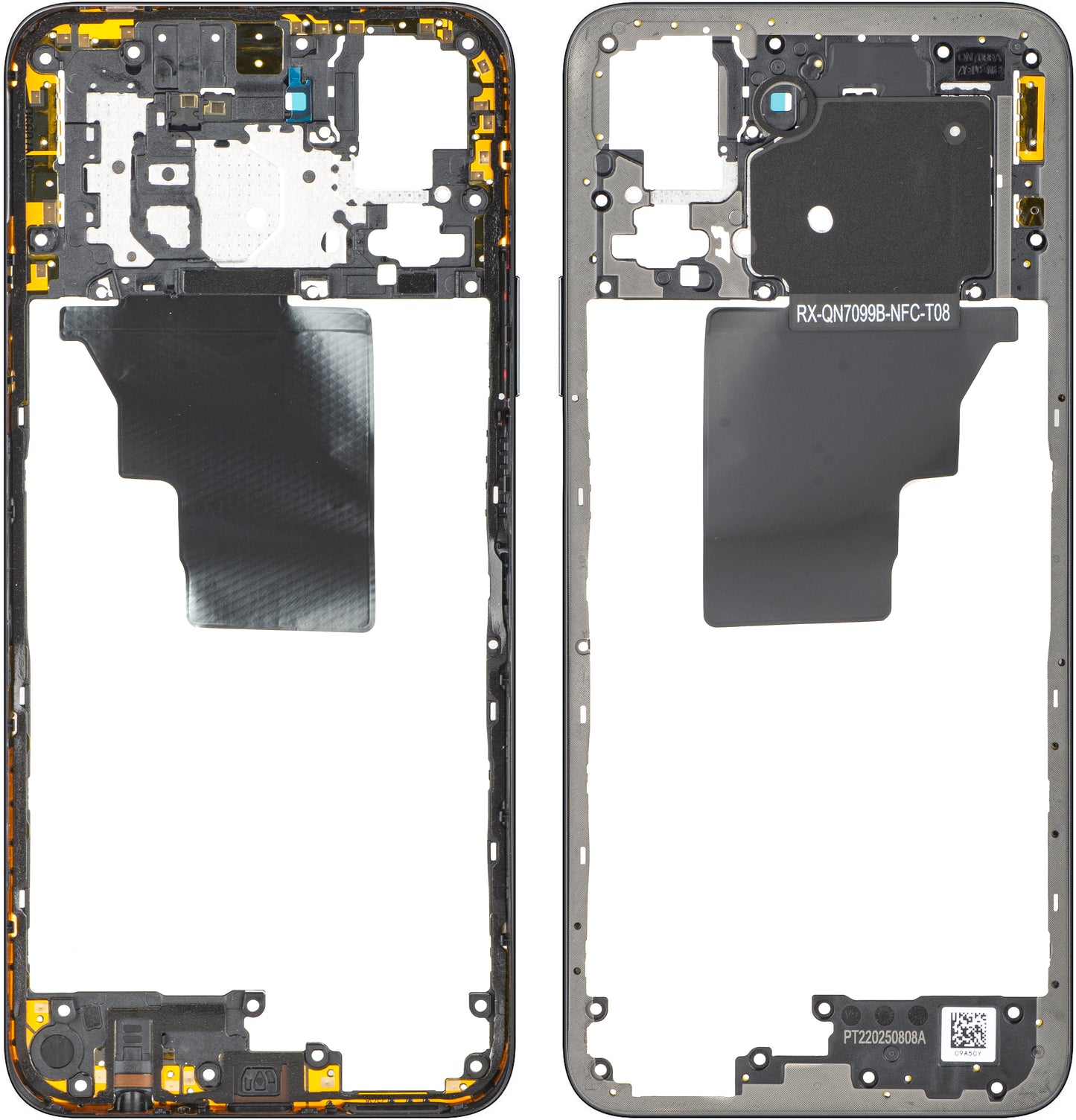 Stredný kryt Honor X7c 5G / 200 Smart, čierna (Midnight Black), Servisný balík 9707ABNA