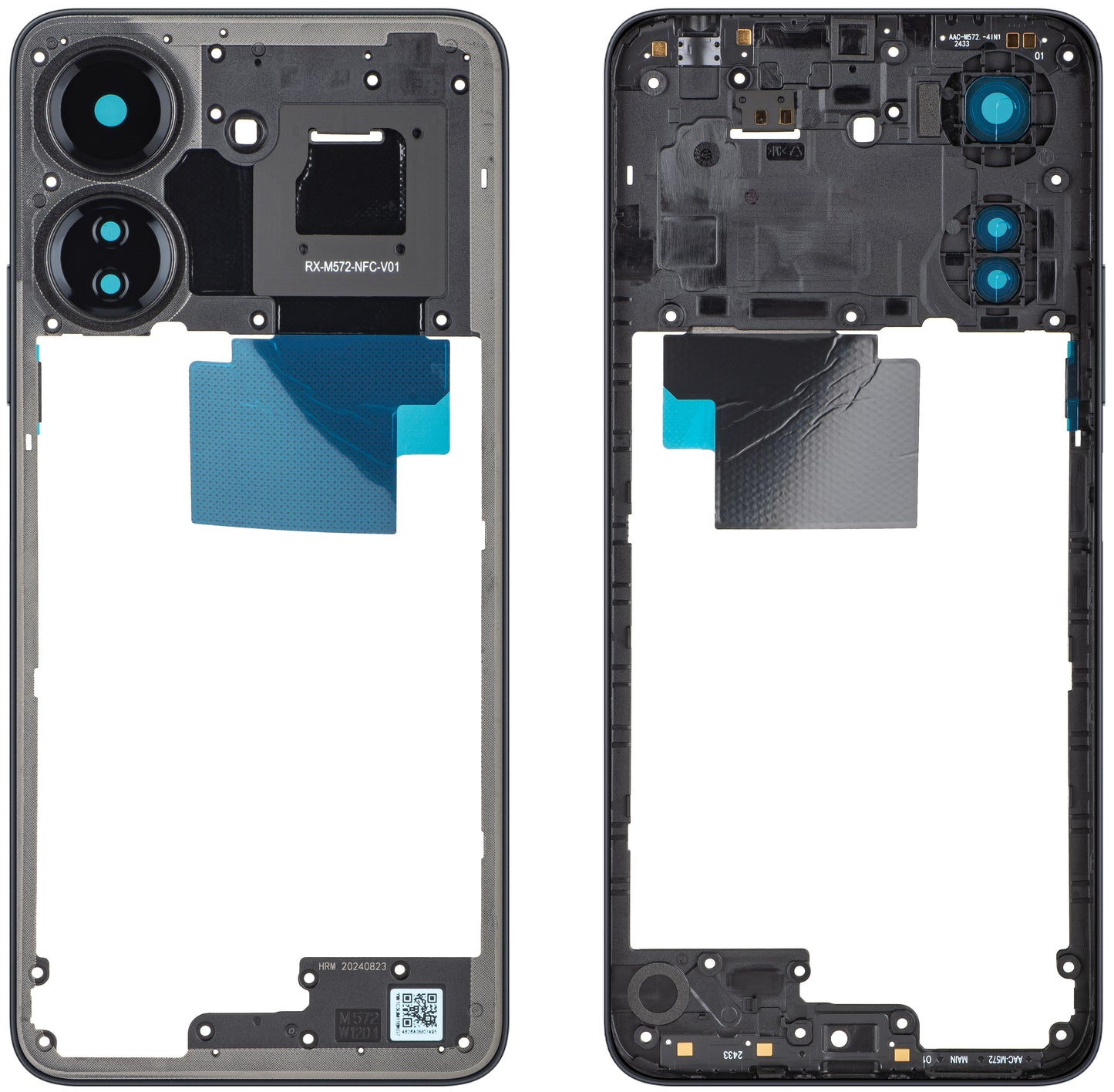Stredný kryt Xiaomi Redmi 13C NFC / Poco C65, čierny, Service Pack 560001C3UP00
