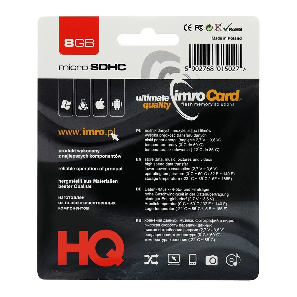 Pamäťová karta microSDHC Imro, 8Gb, trieda 4