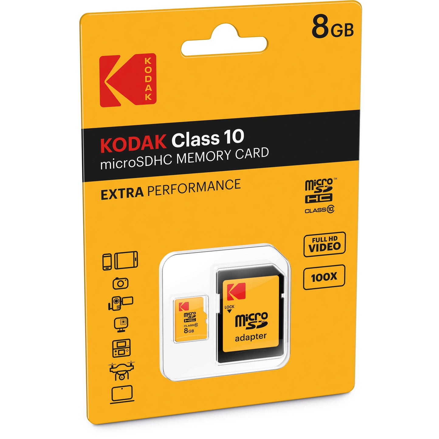 Pamäťová karta microSDHC Kodak Extra Performance, 8GB, trieda 10, s adaptérom EKMSDM8GHC10CK