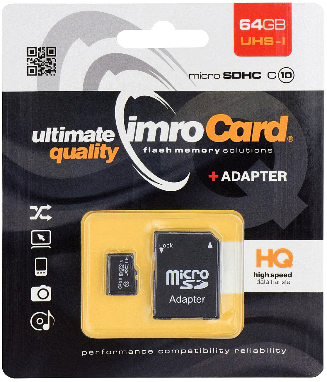 Pamäťová karta microSDXC Imro, 64GB, Trieda 10 / UHS-1 U1, s adaptérom