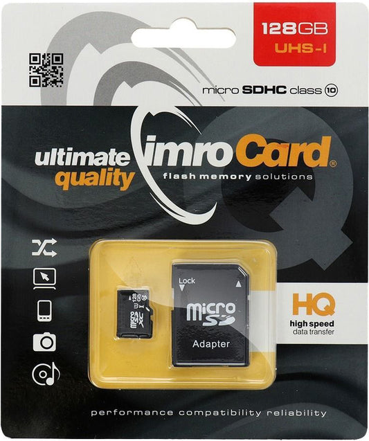 Imro microSDXC Memory Card, 128GB, Class 10 / UHS-1 U1, With Adapter