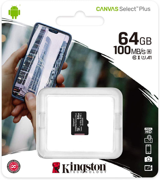 Pamäťová karta Kingston Canvas Select Plus, 64Gb, Class 10 / UHS-1 U1 SDCS2/64GBSP microSDXC