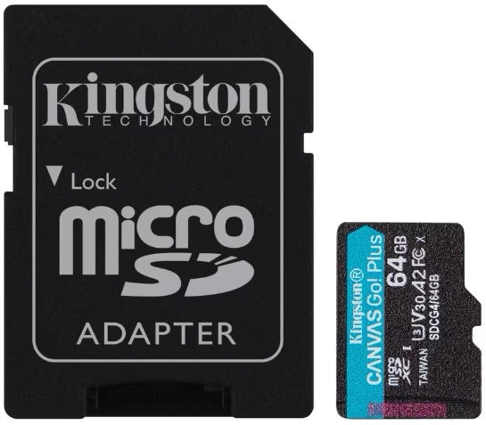 Pamäťová karta microSDXC Kingston Canvas Go Plus Android A2, 64Gb, Trieda 10 / UHS-1 U3, S adaptérom SDCG4/64GB