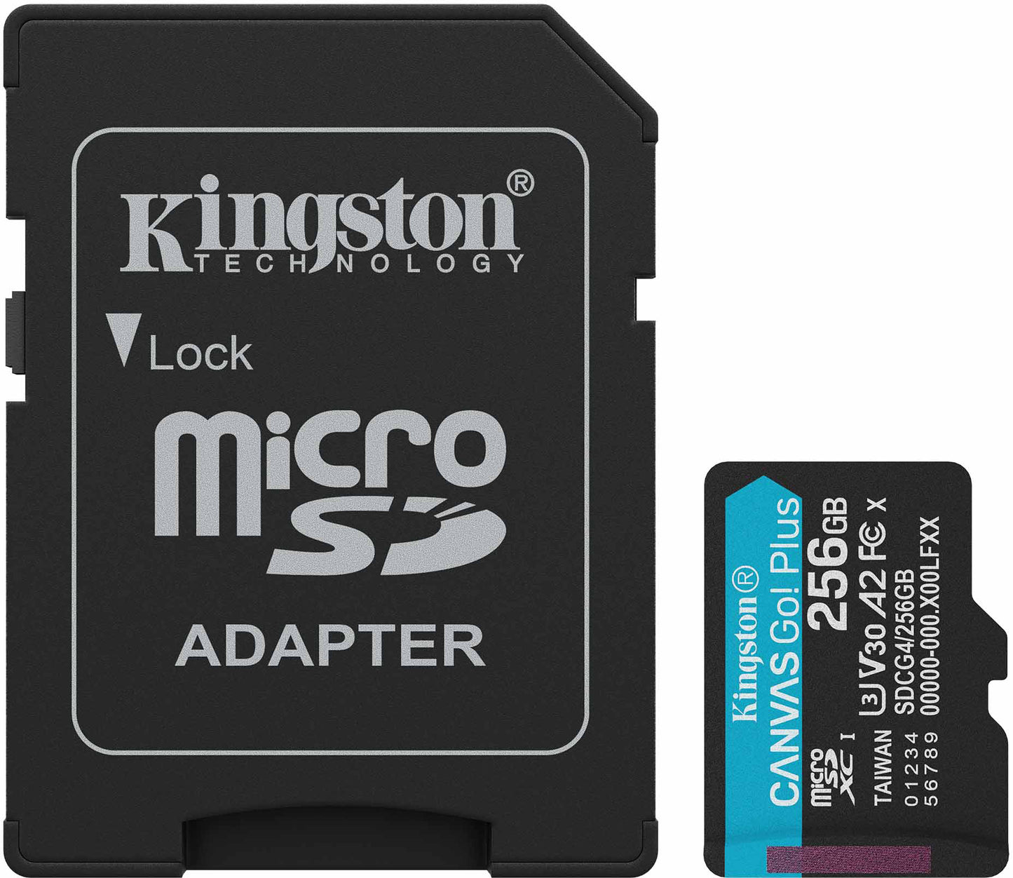 Pamäťová karta microSDXC Kingston Canvas Go Plus Android A2, 256Gb, Trieda 10 / UHS-1 U3, S adaptérom SDCG4/256GB