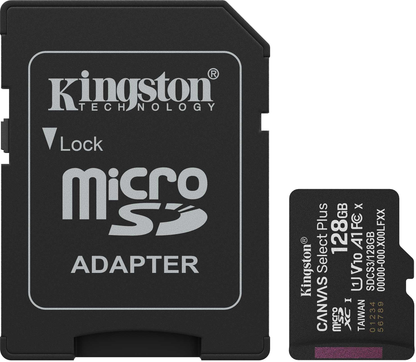 Pamäťová karta microSDXC Kingston Canvas Select Plus Android A1, 128Gb, Trieda 10 / UHS-1 U1, S adaptérom SDCS3/128GB