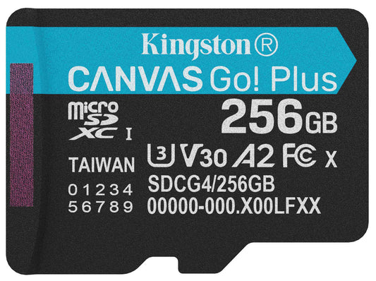 Pamäťová karta microSDXC Kingston Canvas Go Plus Android A2, 256Gb, Trieda 10 / UHS-1 U3 SDCG4/256GBSP
