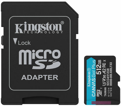 Pamäťová karta microSDXC Kingston Canvas Go Plus Android A2, 512Gb, Trieda 10 / UHS-1 U3, S adaptérom SDCG4/512GB