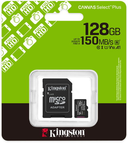 Pamäťová karta microSDXC Kingston Canvas Select Plus Android A1, 128Gb, Trieda 10 / UHS-1 U1, S adaptérom SDCS3/128GB