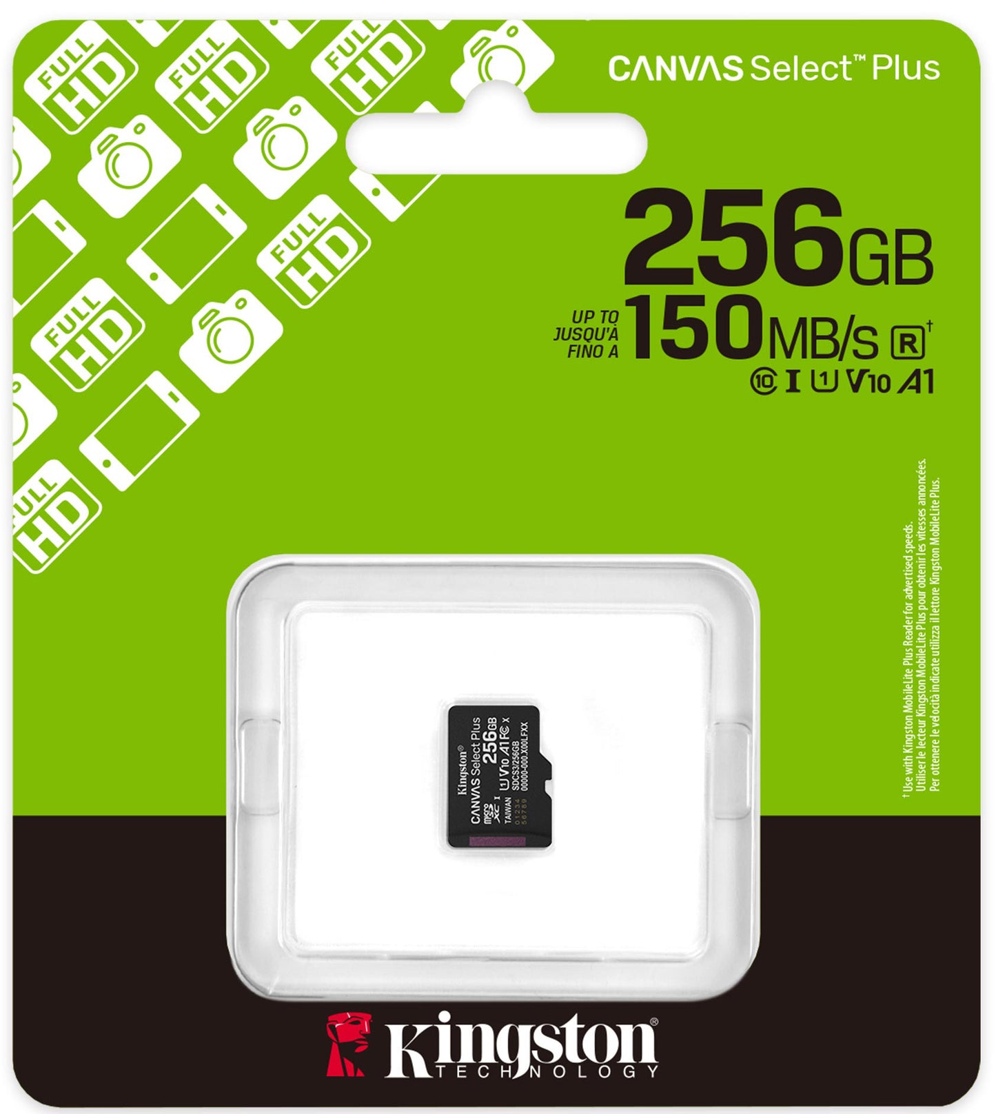Pamäťová karta microSDXC Kingston Canvas Select Plus Android A1, 256Gb, Trieda 10 / UHS-1 U1 SDCS3/256GBSP