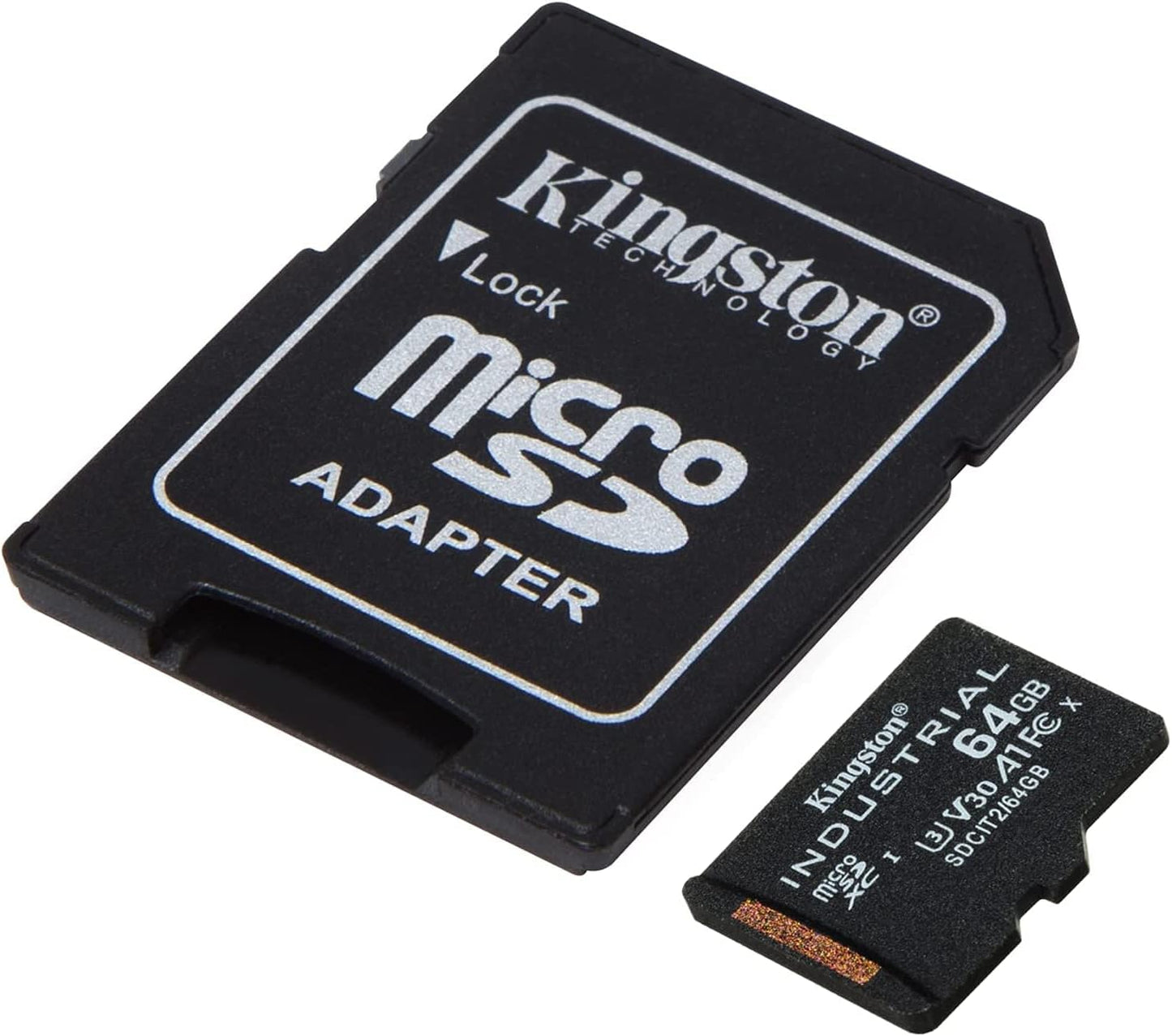Pamäťová karta microSDXC Kingston Industrial, 64Gb, Trieda 10 / UHS-1 U3, S adaptérom SDCIT2/64GB