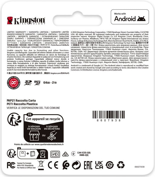 Pamäťová karta microSDXC Kingston Canvas Go Plus Android A2, 128Gb, Trieda 10 / UHS-1 U3, S adaptérom SDCG4/128GB