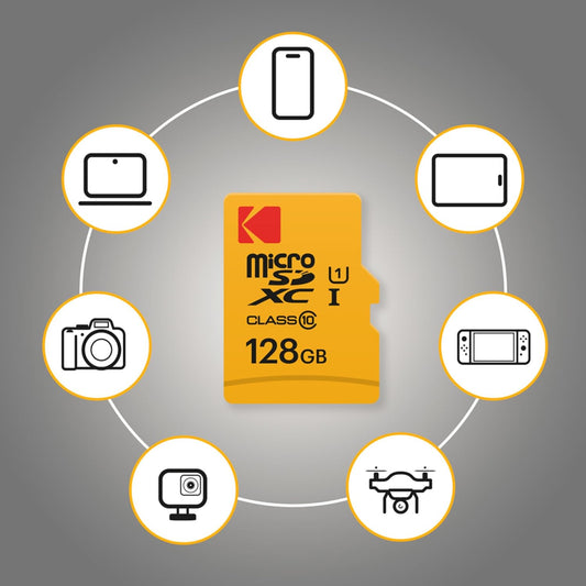 Pamäťová karta microSDXC Kodak Premium Performance, 128Gb, Trieda 10 / UHS-1 U1, S adaptérom EKMSDM128GXC10K