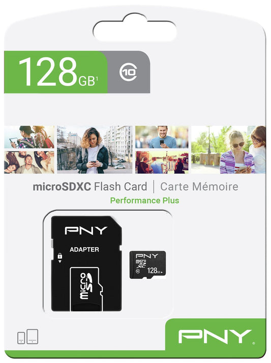 Pamäťová karta microSDXC PNY Performance Plus, 128Gb, Trieda 10, S adaptérom P-SDU12810PPL-GE