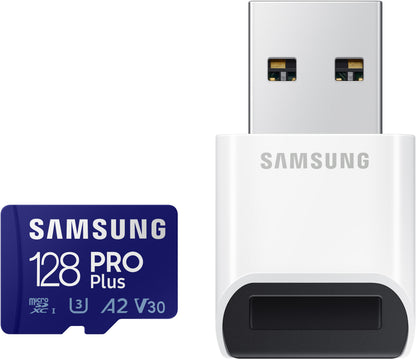 Pamäťová karta microSDXC Samsung PRO Plus, 128Gb, Trieda 10 / UHS-1 U3, S čítačkou kariet a adaptérom MB-MD128KB/WW