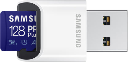 Pamäťová karta microSDXC Samsung PRO Plus, 128Gb, Trieda 10 / UHS-1 U3, S čítačkou kariet a adaptérom MB-MD128KB/WW