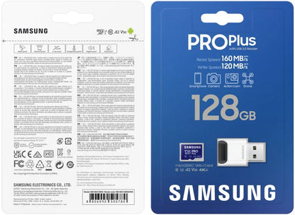Pamäťová karta microSDXC Samsung PRO Plus, 128Gb, Trieda 10 / UHS-1 U3, S čítačkou kariet a adaptérom MB-MD128KB/WW