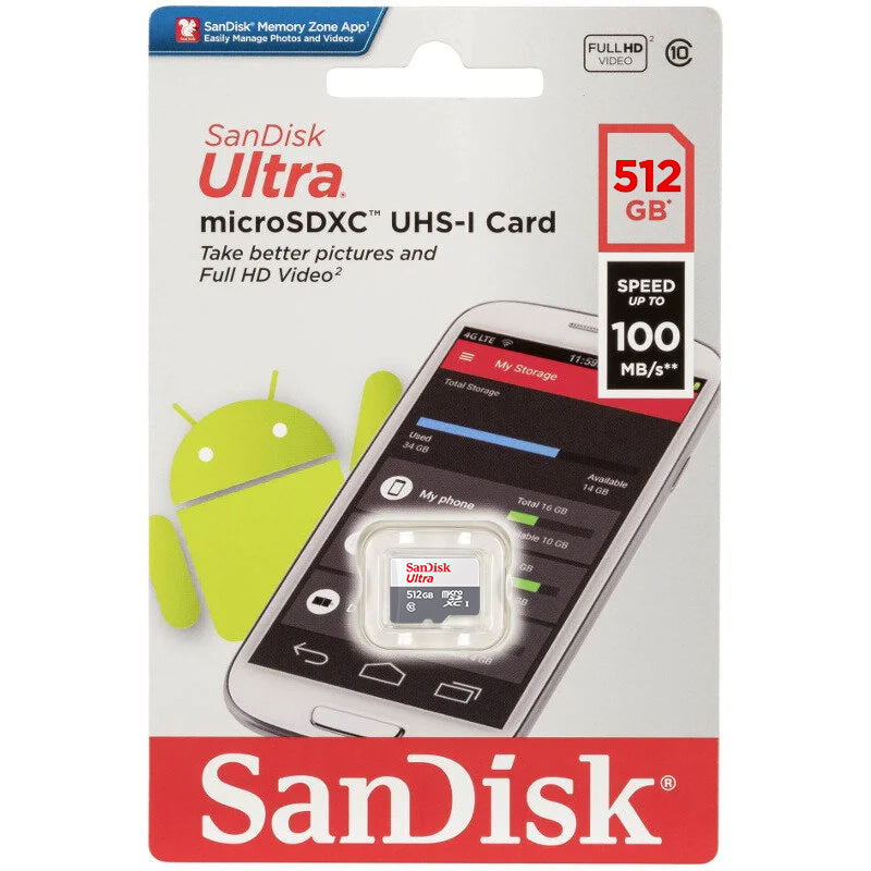 Pamäťová karta microSDXC SanDisk Ultra, 512Gb, Trieda 10 SDSQUNR-512G-GN3MN