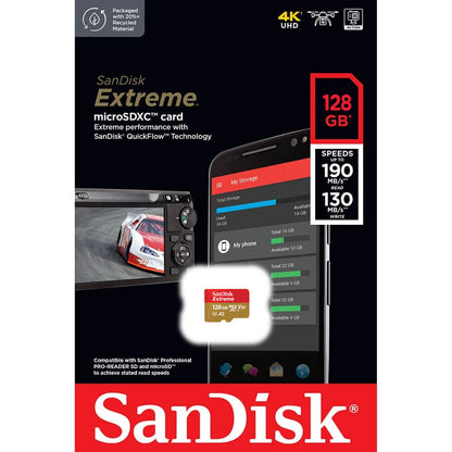 Pamäťová karta SanDisk Extreme microSDXC, 128Gb, Class 10 / UHS-1 U3 SDSQXAA-128G-GN6MN 