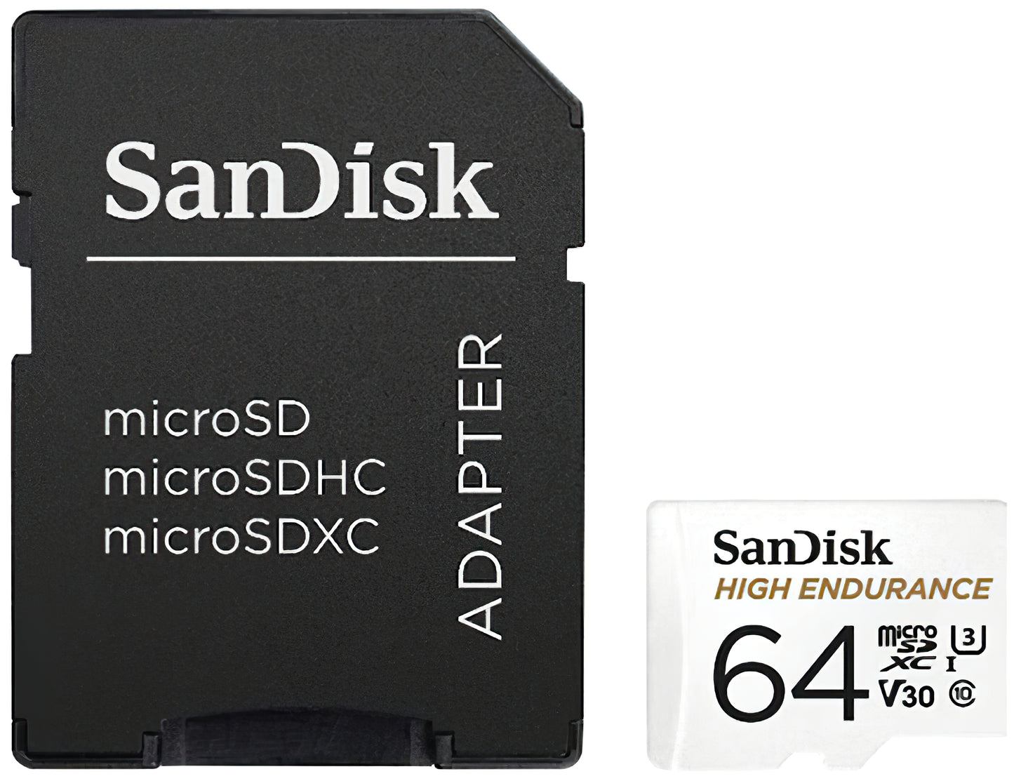 Pamäťová karta microSDXC SanDisk High Endurance, 64Gb, Trieda 10 / UHS-1 U3, S adaptérom SDSQQNR-064G-GN6IA