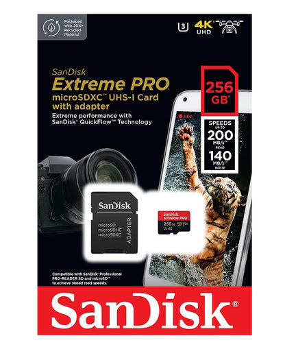 Pamäťová karta microSDXC SanDisk Extreme Pro, 256Gb, Trieda 10 / UHS-1 U3, S adaptérom SDSQXCD-256G-GN6MA