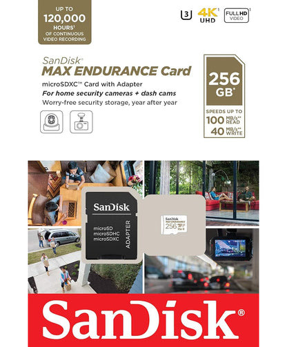 Pamäťová karta microSDXC SanDisk MAX Endurance, 256Gb, Trieda 10 / UHS-1 U3, S adaptérom SDSQQVR-256G-GN6IA